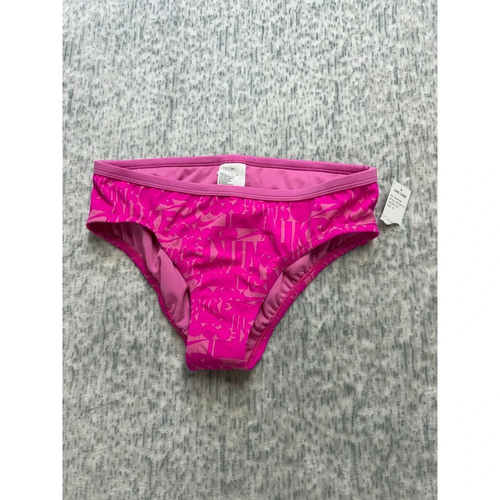 Nike‎ Girls Pink Logo Print Bikini Swim Bottom NESSE721 Size XL Kids